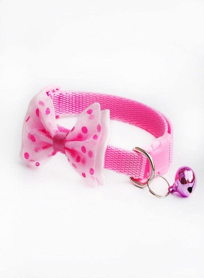 GOLD MAX Cat Collars Color Full with Bell & Bow, Kitten & Small Dogs Soft Adjustable Collar Safe, Solid & Protection for Cats & Puppies, Cute Kitty Neckband with Bow Design (Pink)-10 Cm X 8 Cm - Image 1